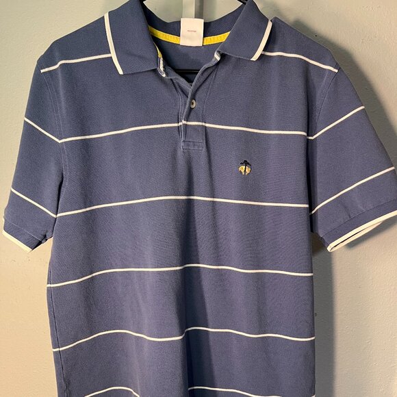 Brooks Brothers 100% Cotton Blue w White Stripes Performance Polo SZ Medium - Picture 1 of 7